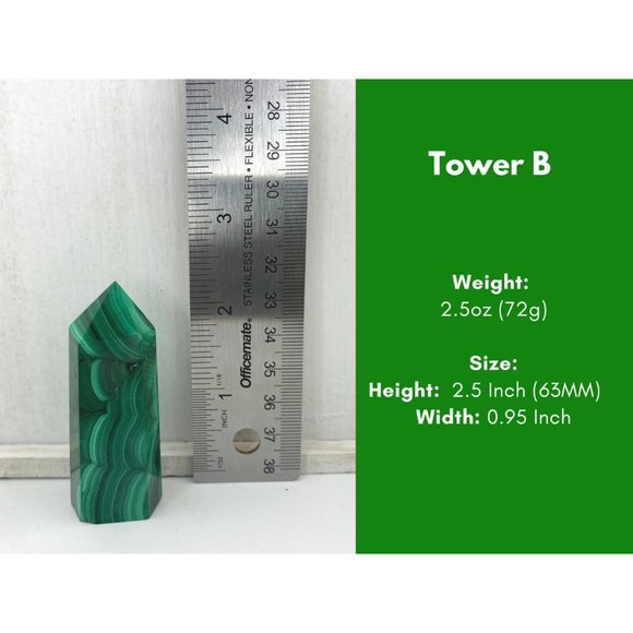 Malachite Tower - 2.5" High Quality Malachite - Malachite - AAA Malachite Tower - Picture 5 of 7